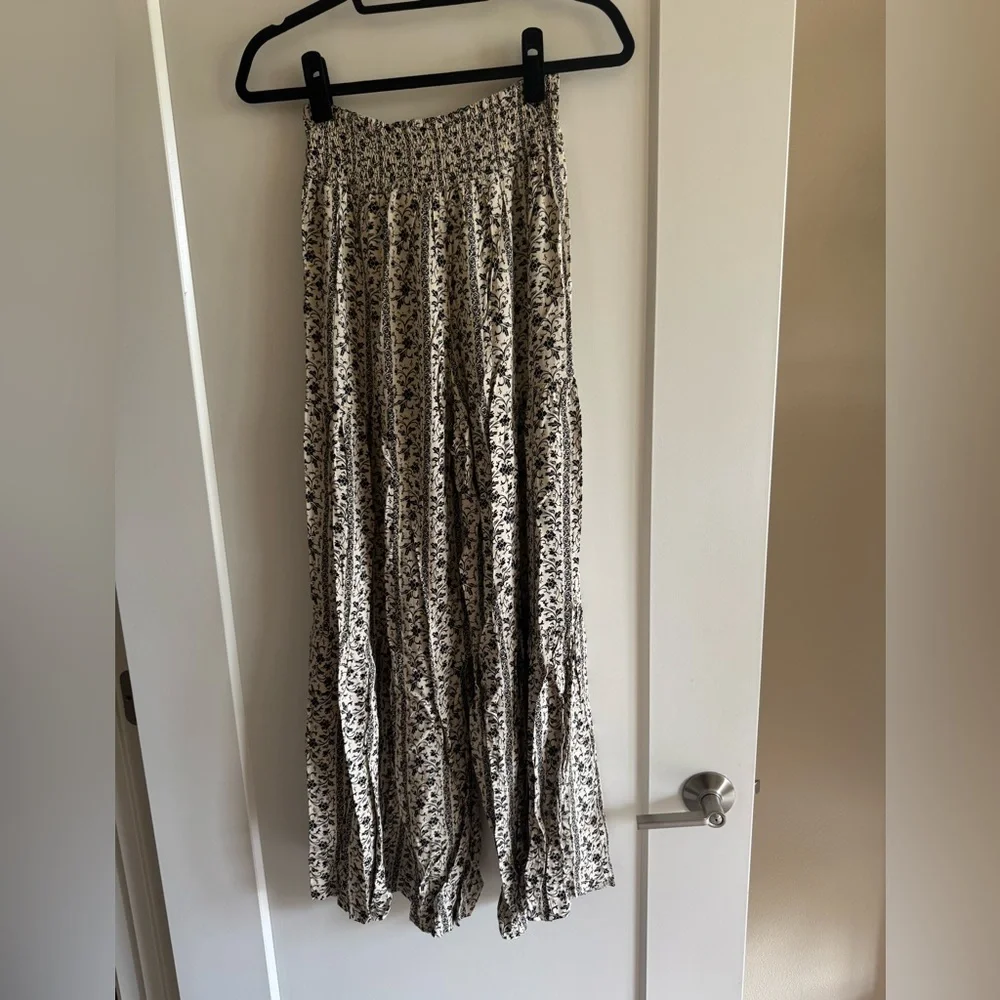 NWT Floral Wide-Leg Pants in Cream size Small - Picture 8 of 11